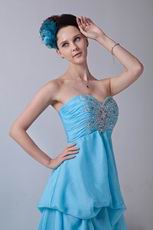 Unique Asymmetrical Aqua Blue Layer Skirt Dress To Cocktail