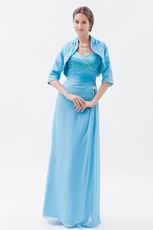 Baby Blue Straps Dress With Jaket For Mother Of The Bride