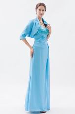 Baby Blue Straps Dress With Jaket For Mother Of The Bride