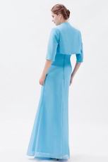 Baby Blue Straps Dress With Jaket For Mother Of The Bride