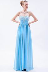 Strapless Sweetheart Floor Length Aqua Evening Dress