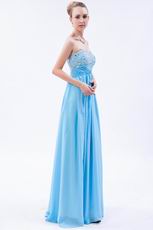 Strapless Sweetheart Floor Length Aqua Evening Dress