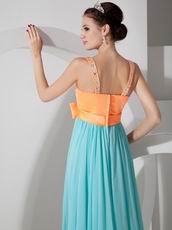 Straps V-neckline Colorful Aqua Skirt Long Prom Dress