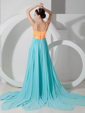 Straps V-neckline Colorful Aqua Skirt Long Prom Dress