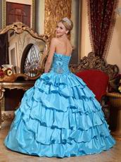 Sky Blue Ruffled Skirt With Sequin Quinceanera Winter Dress