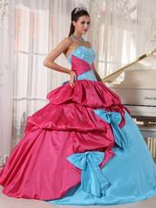 Light Sky Blue Ball Gown Dress With Bowknot Emberllish