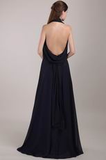 Stylish Halter Floor-length Black Chiffon Long La Prom Dress