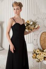 Affordable Spaghetti Straps Long Black Chiffon Evening Dress