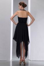 Halter Top High Low Customized Tailoring Black Prom Dress