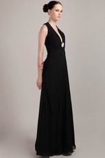 Halter Floor-length Black Chiffon Dress For 2014 Prom Year