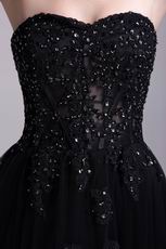 Sweetheart Applique Black Formal Prom Dress Customized Tailoring