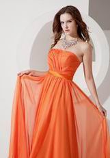 Sun Orange Chiffon Designer Bridesmaid Dresses 2014