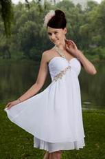 Cute Girls Wear One Shoulder White Bridesmaid Dresses