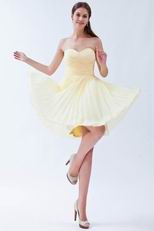 Sweetheart Light Yellow Mini Bridesmaid Dress Under 100