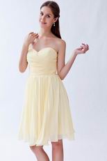 Sweetheart Light Yellow Mini Bridesmaid Dress Under 100