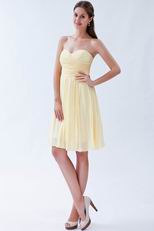 Sweetheart Light Yellow Mini Bridesmaid Dress Under 100