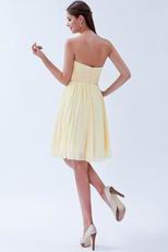 Sweetheart Light Yellow Mini Bridesmaid Dress Under 100