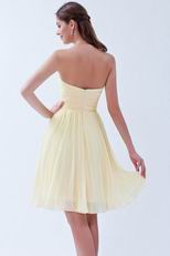 Sweetheart Light Yellow Mini Bridesmaid Dress Under 100