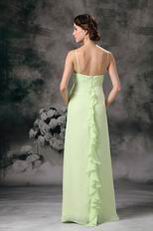 Yellow Green Spaghetti Straps Long Chiffon Bridesmaid Dress