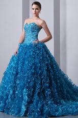 Ruffles Ball Gown Blue The Quinceanera Dress For Winter Party