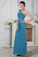 Blinking One Shoulder Evening Dress Made By Blue Sequin