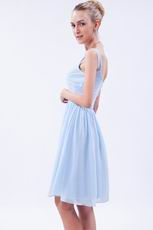 Square Baby Blue Short Bridesmaid Dress Under 100 Dollars