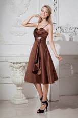 Classic Spaghetti Straps Junior Homecoming Dress Brown