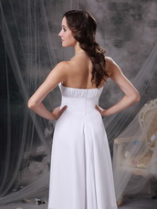 White Strapless Knee-length Chiffon Ruch Bridesmaid Dress lovely