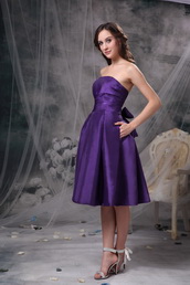 Eggplant Purple Strapless Knee-length Bridesmaid Dress lovely