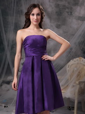 Eggplant Purple Strapless Knee-length Bridesmaid Dress lovely