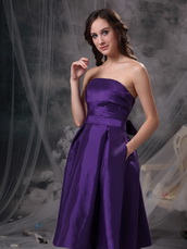 Eggplant Purple Strapless Knee-length Bridesmaid Dress lovely