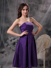 Eggplant Purple Strapless Knee-length Bridesmaid Dress lovely