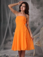 Sunrise Orange Strapless Knee-length Bridesmaid Dress Junior lovely