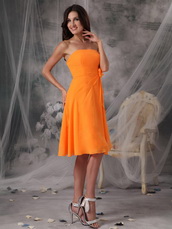 Sunrise Orange Strapless Knee-length Bridesmaid Dress Junior lovely