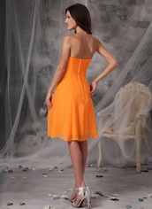 Sunrise Orange Strapless Knee-length Bridesmaid Dress Junior lovely