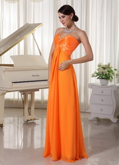 Pretty Orange Chiffon Long Bridesmaid Dress For Juniors lovely