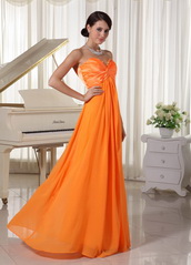 Pretty Orange Chiffon Long Bridesmaid Dress For Juniors lovely