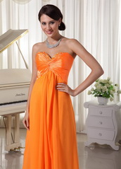 Pretty Orange Chiffon Long Bridesmaid Dress For Juniors lovely