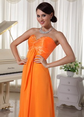 Pretty Orange Chiffon Long Bridesmaid Dress For Juniors lovely