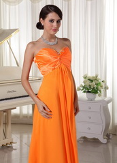 Pretty Orange Chiffon Long Bridesmaid Dress For Juniors lovely