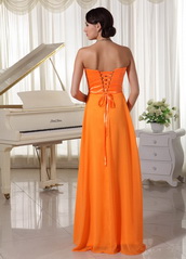 Pretty Orange Chiffon Long Bridesmaid Dress For Juniors lovely