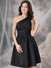 One Shoulder Mini Bridesmaid Dress Made By Black Taffeta lovely