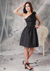 One Shoulder Mini Bridesmaid Dress Made By Black Taffeta lovely