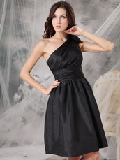 One Shoulder Mini Bridesmaid Dress Made By Black Taffeta lovely