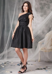 One Shoulder Mini Bridesmaid Dress Made By Black Taffeta lovely