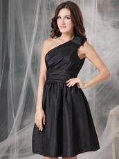 One Shoulder Mini Bridesmaid Dress Made By Black Taffeta lovely