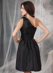 One Shoulder Mini Bridesmaid Dress Made By Black Taffeta lovely