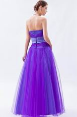 Elegant Beaded Blue Violet Evening Party Dress With Ribbon