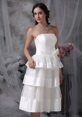 A-line Layers Hand Made Flower Beach Short Wedding Dress Romantic