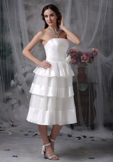 A-line Layers Hand Made Flower Beach Short Wedding Dress Romantic